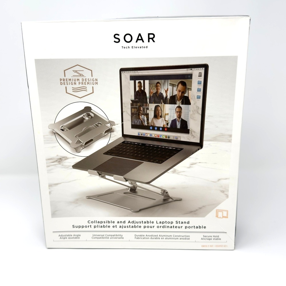 SOAR‎ Collapsible Adjustable Laptop Stand Aluminum Universal Silver